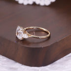 Cushion Three-stone Moissanite Ring - 18K Gold Plated