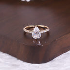 Pear Pavé Moissanite Ring - 18K Gold Plated