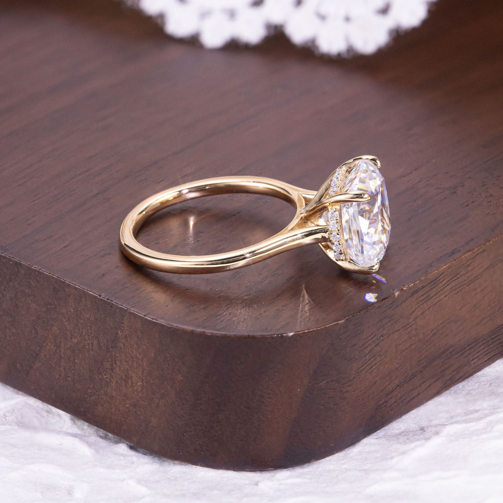 Cushion Solitaire Moissanite Ring - 18K Gold Plated
