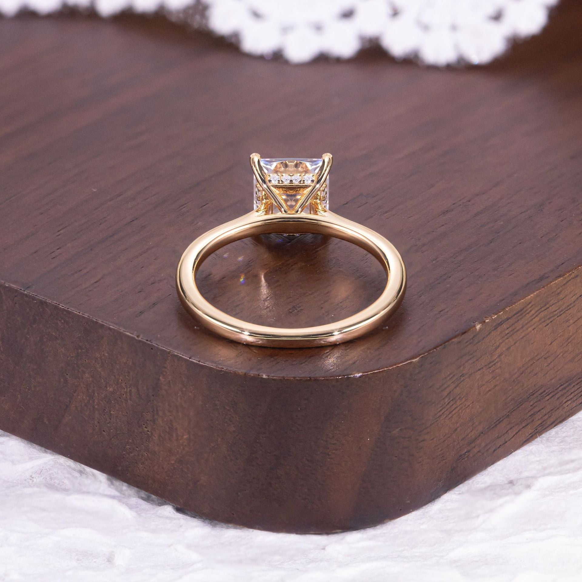Princess Solitaire Moissanite Ring - 18K Gold Plated