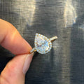 Pear Halo Pavé Moissanite Ring - 18K Gold Plated