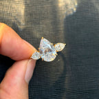 Pear Three-stone Moissanite Ring - 18K Gold Plated