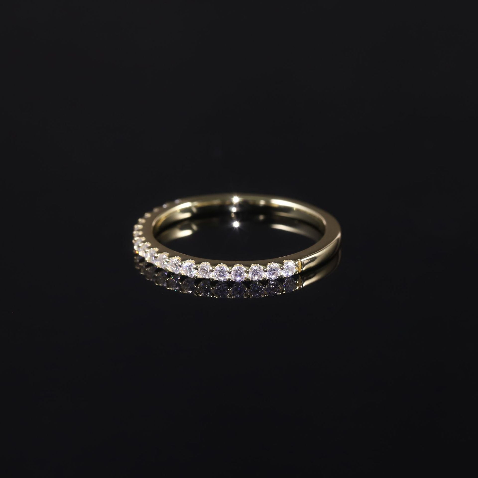 Half Eternity Moissanite Wedding Band - 18K Gold Plated