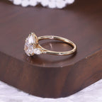 Pear Three-stone Moissanite Ring - 18K Gold Plated