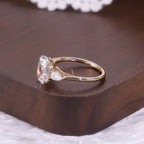 Oval Three-stone Moissanite Ring - 18K Gold Plated