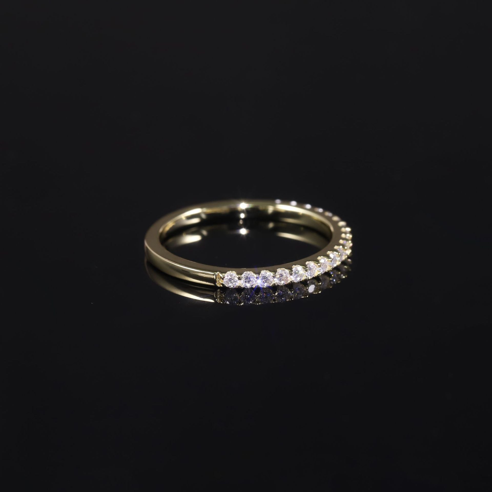 Half Eternity Moissanite Wedding Band - 18K Gold Plated