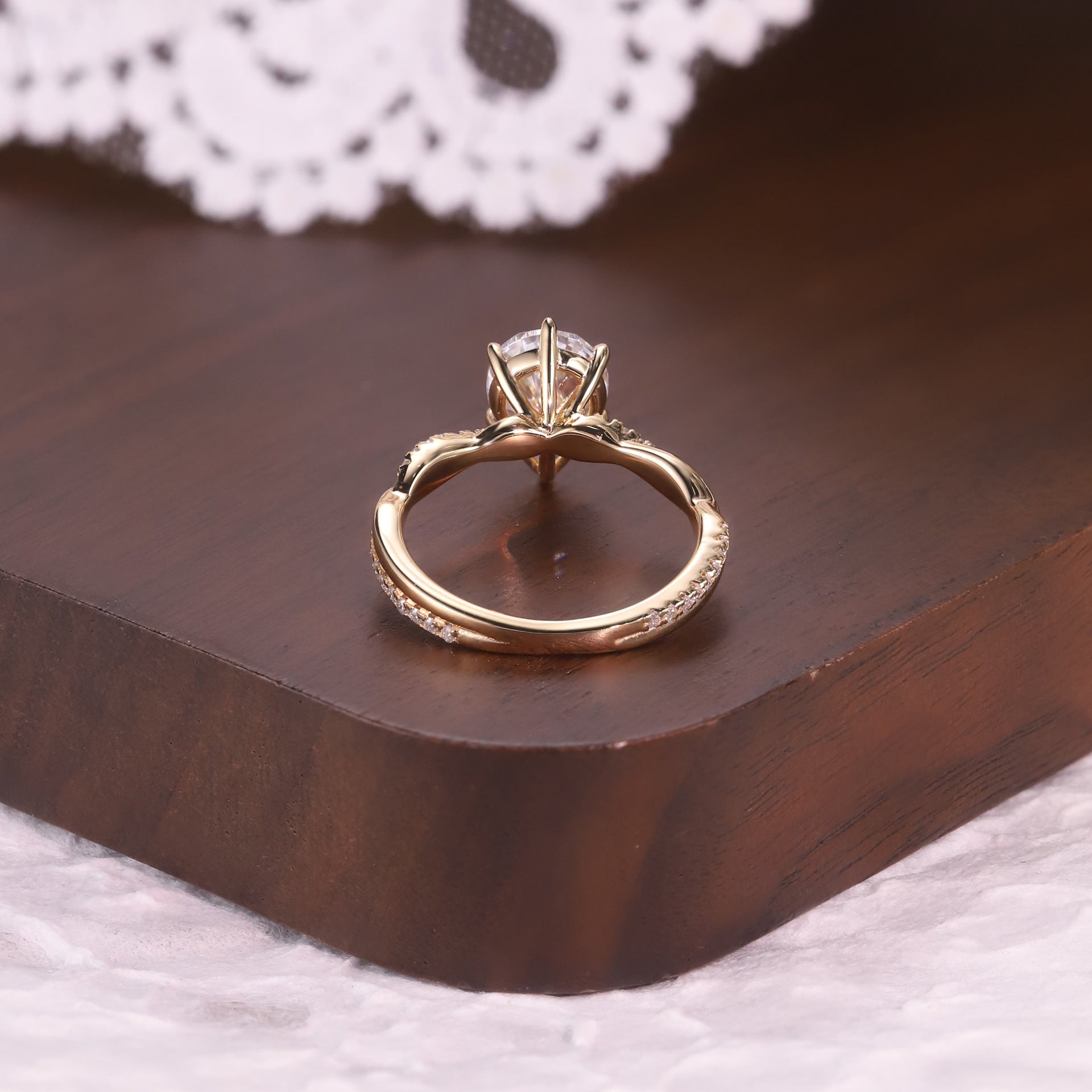 Pear Twisted Moissanite Ring - 18K Gold Plated