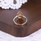 Pear Halo Pavé Moissanite Ring - 18K Gold Plated