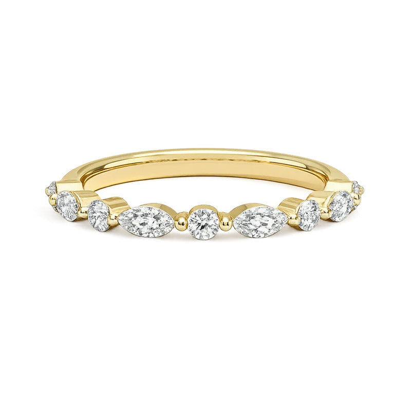 Marquise Art Deco Moissanite Wedding Band - 18K Gold Plated