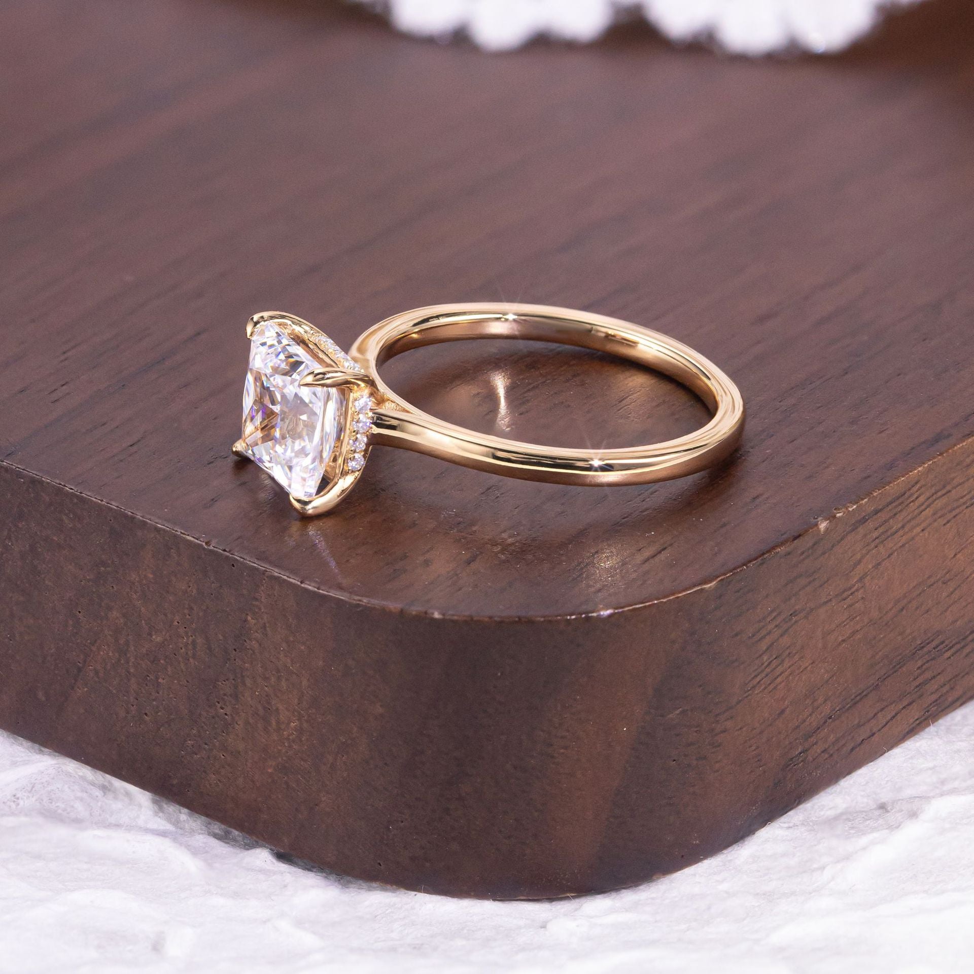 Princess Solitaire Moissanite Ring - 18K Gold Plated