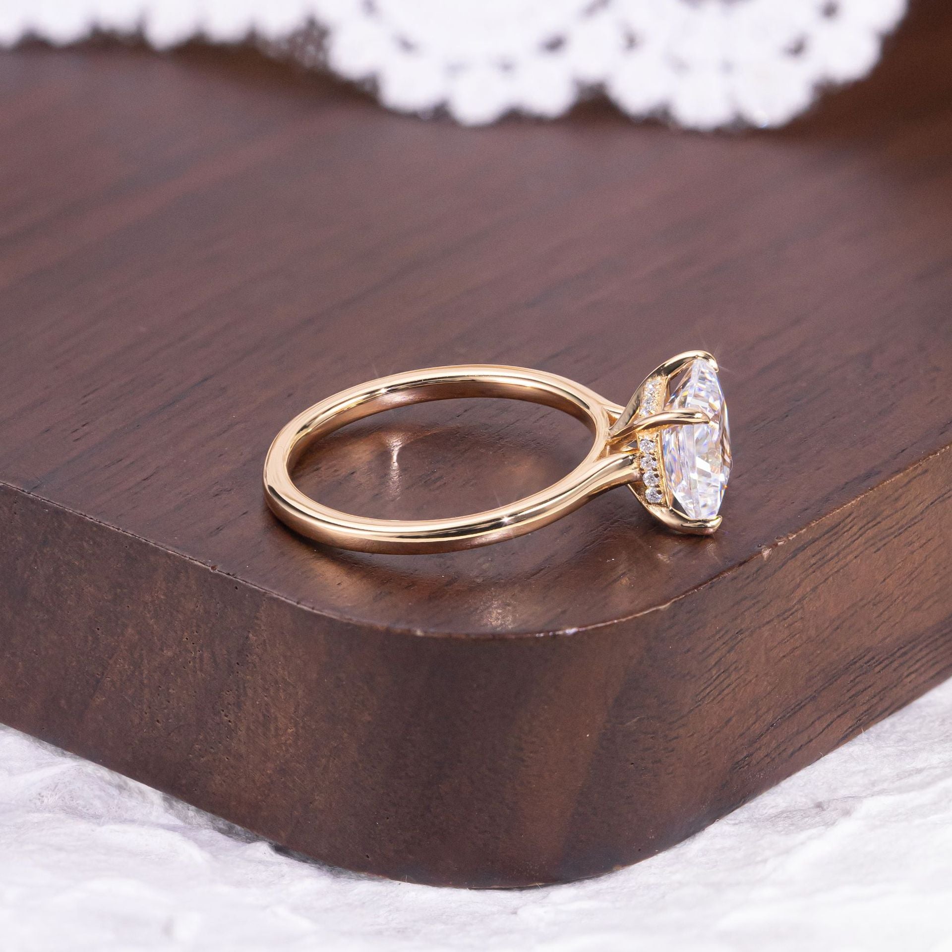 Princess Solitaire Moissanite Ring - 18K Gold Plated