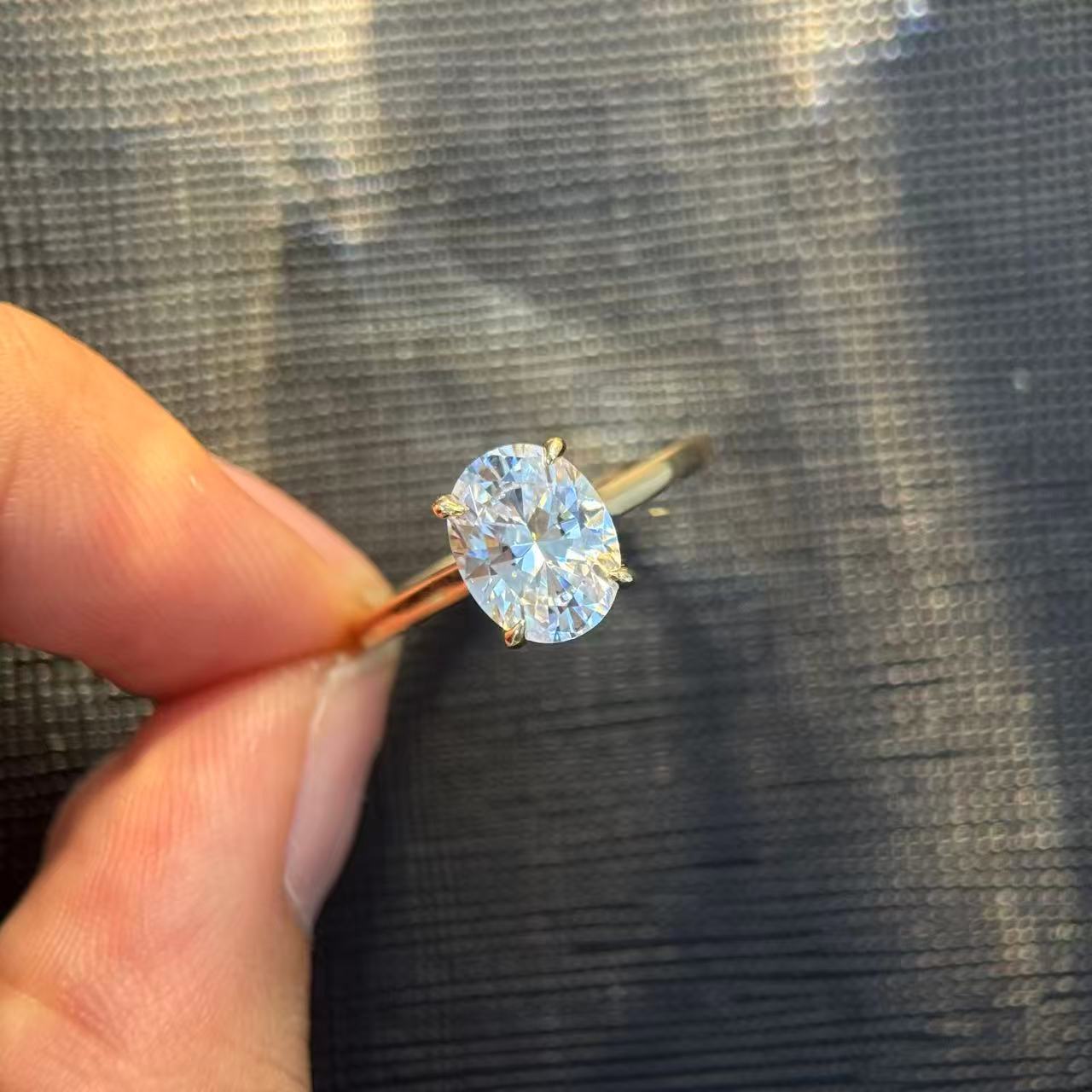 Oval Solitaire Moissanite Ring - 18K Gold Plated