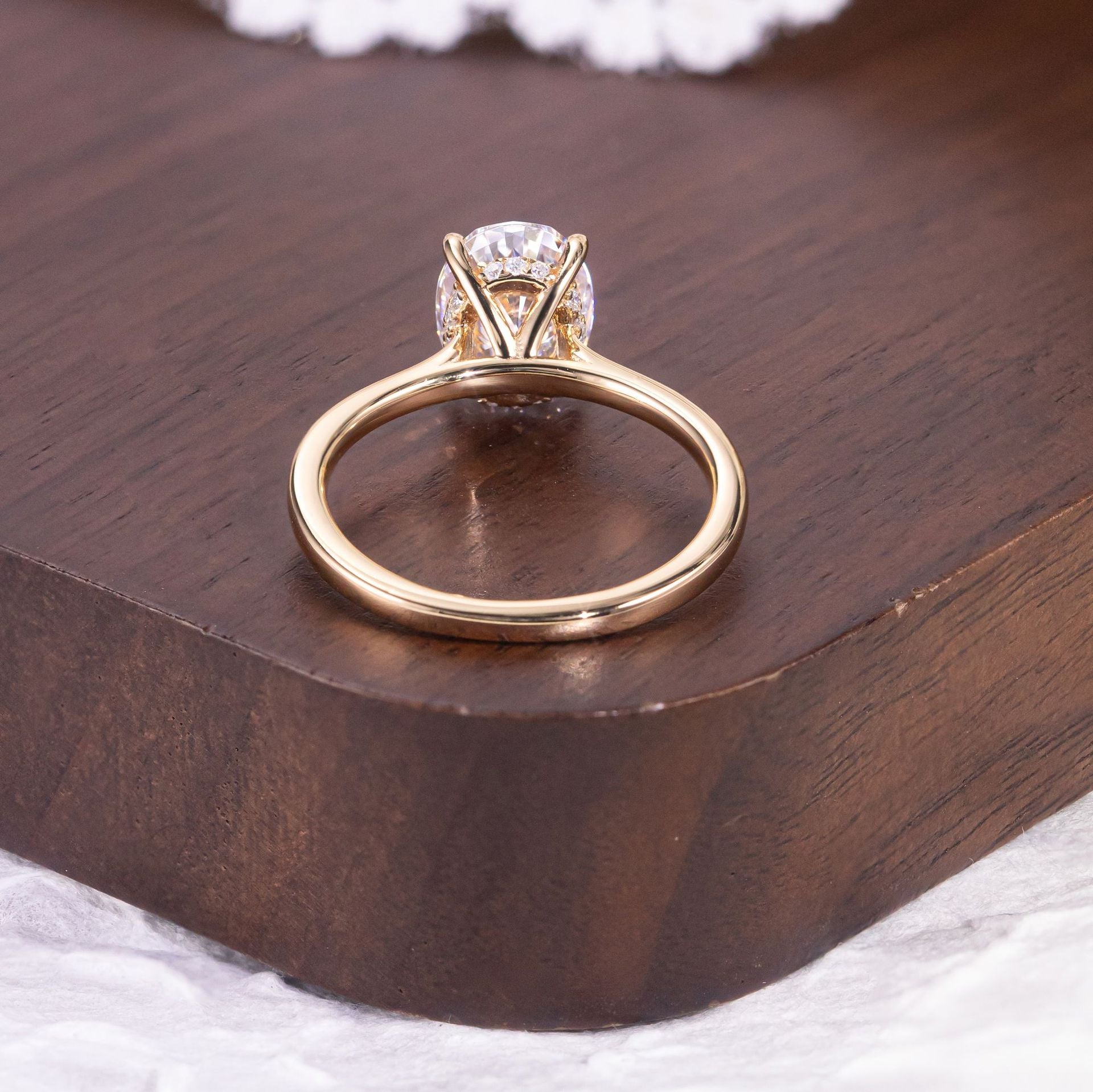 Oval Solitaire Moissanite Ring - 18K Gold Plated