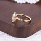 Marquise Solitaire Moissanite Ring - 18K Gold Plated