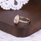 Pear Halo Pavé Moissanite Ring - 18K Gold Plated
