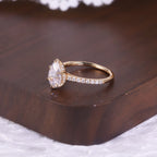 Pear Pavé Moissanite Ring - 18K Gold Plated