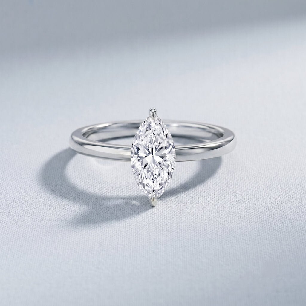 Marquise Moissanite Solitaire Engagement Ring