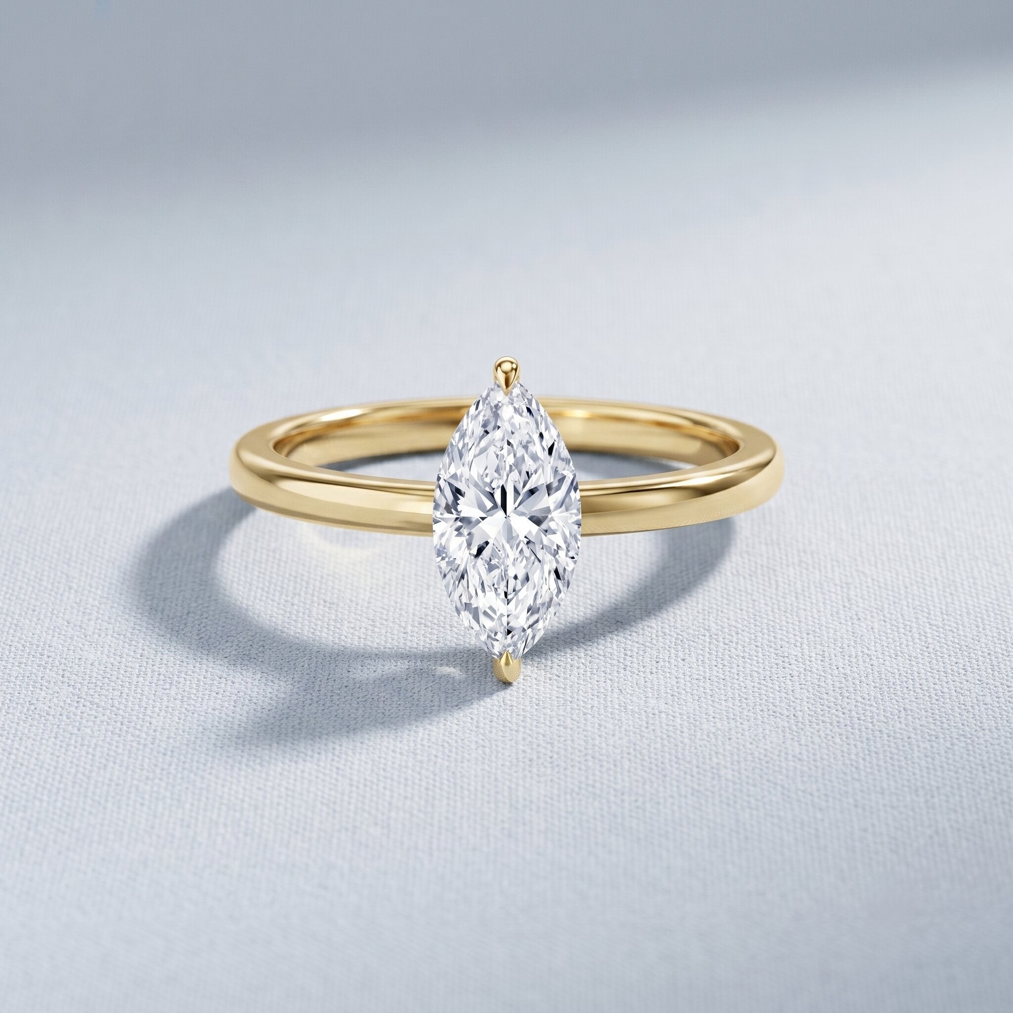 Marquise Moissanite Solitaire Engagement Ring