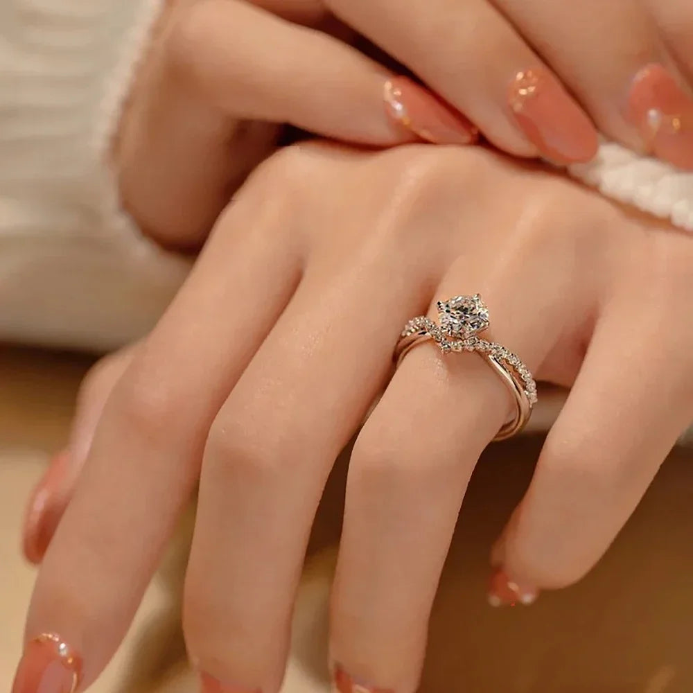 Round Cut Moissanite Bridal Ring | 1CT 6.5mm | Certified | 925 Silver Platinum Plated