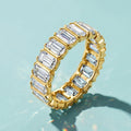 Emerald Cut Moissanite Full Eternity Ring | Stackable Wedding Band | Gold & Silver