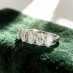 5-Stone Oval Cut Moissanite Half Eternity Band | 2.5CT Total | 925 Sterling Silver
