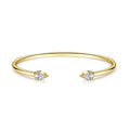 2-Stone Pear Cut Moissanite Open Cuff Bangle | 5×8mm | Certified | 925 Silver | Gold / Silver / Rose Gold