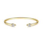 2-Stone Pear Cut Moissanite Open Cuff Bangle | 5×8mm | Certified | 925 Silver | Gold / Silver / Rose Gold