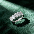 5-Stone Oval Cut Moissanite Half Eternity Band | 2.5CT Total | 925 Sterling Silver