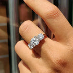 Round Cut Moissanite 3-Stone Ring | 2CT / 4CT Total | 18K Gold Plated | GRA Certified | 925 Silver