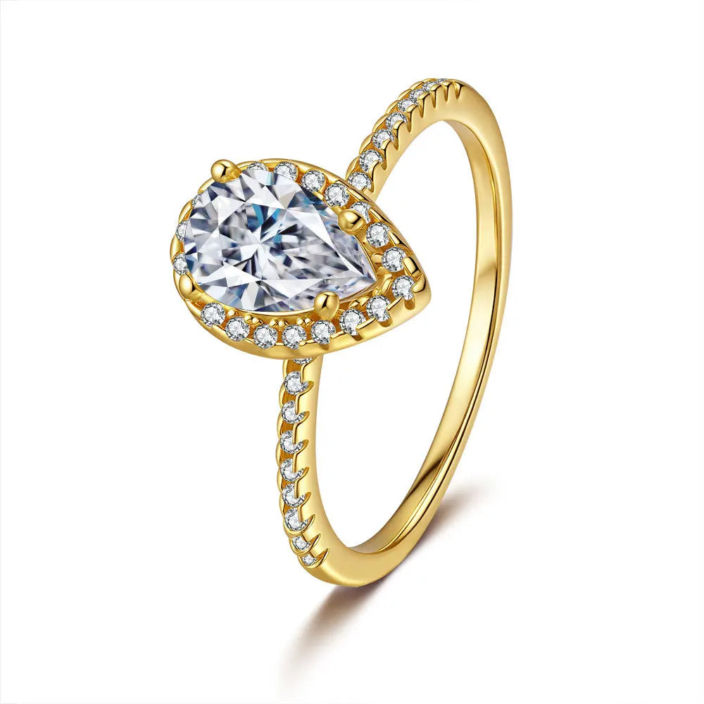 Pear Cut Moissanite Solitaire Ring | 1CT | 925 Sterling Silver