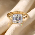 Emerald Cut Moissanite Solitaire Ring | 4CT | Adjustable Size | Gold & Silver