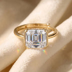 Emerald Cut Moissanite Solitaire Ring | 4CT | Adjustable Size | Gold & Silver