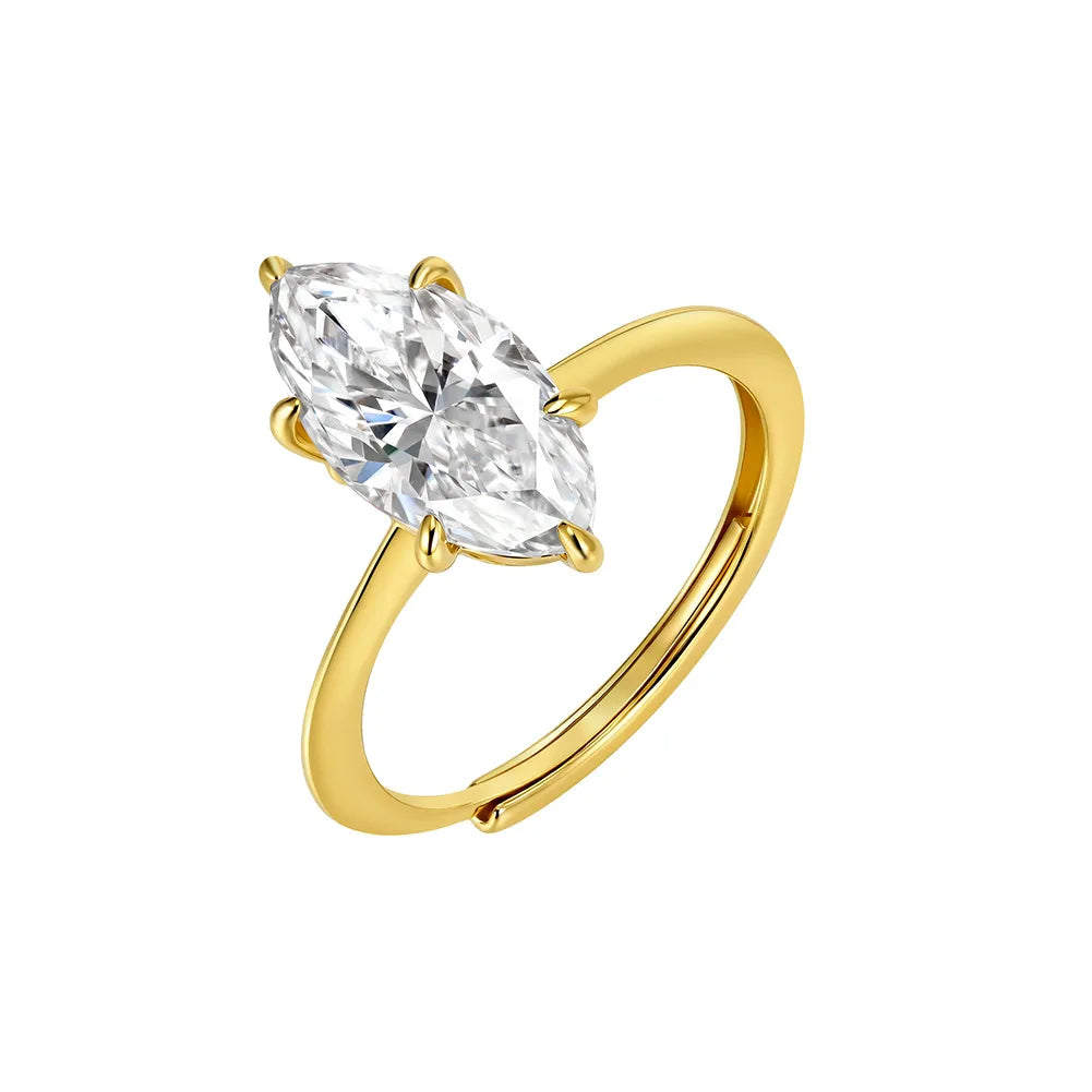 Marquise Cut Moissanite Solitaire Ring Adjustable Size | 3CT
