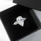 Pear Cut Moissanite 3-Stone Ring | 1CT–4CT | Full Moissanite | GRA Certified | 925 Silver