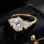 Oval Moissanite Cluster Ring | 2CT Center | Marquise & Round Accents | Gold & Silver