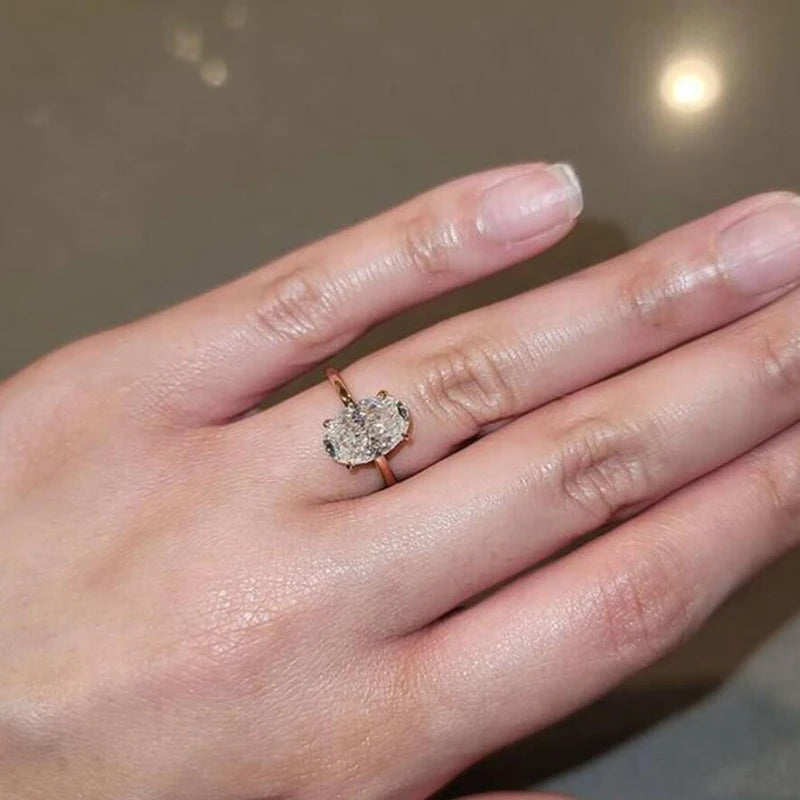 Oval Cut Moissanite Solitaire Ring | 1CT 2CT 3CT