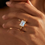 Emerald Cut Moissanite Solitaire Ring | 4CT | Adjustable Size | Gold & Silver