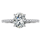 Oval Cut Moissanite Halo Ring | 1CT / 2CT / 3CT | Pavé CZ Halo