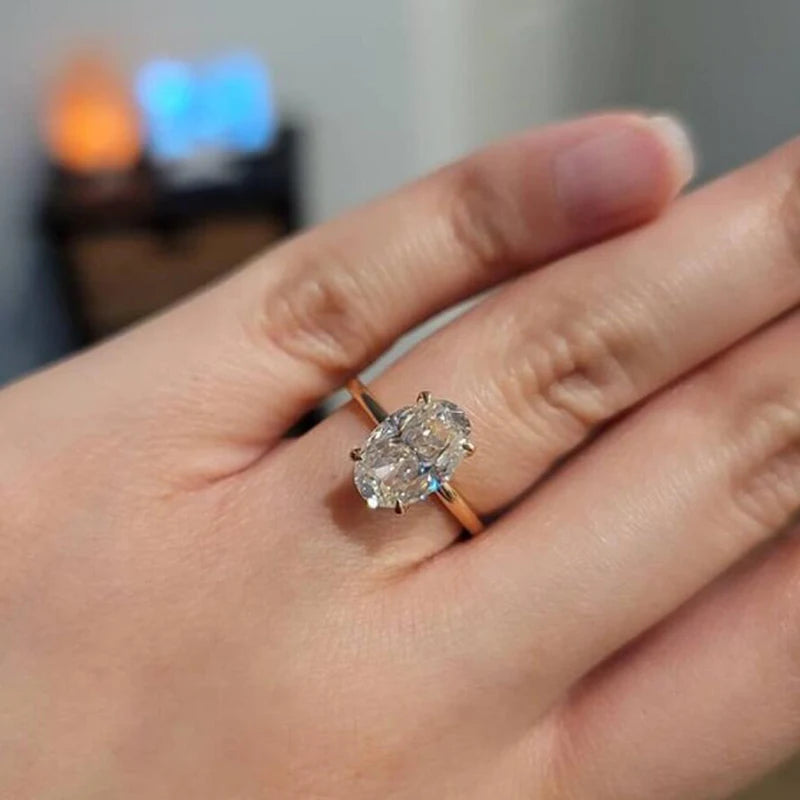 Oval Cut Moissanite Solitaire Ring | 1CT 2CT 3CT