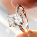 4CT Crushed Ice Cushion Cut Moissanite Hidden Halo Ring | GRA Certified | 925 Silver 18K Gold Plated