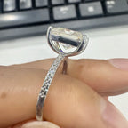 Emerald Cut Moissanite Hidden Halo Ring | 1CT / 2CT / 3CT / 4CT | GRA Certified | 925 Silver 18K Gold Plated