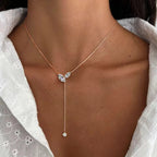 Marquise Cut Moissanite Lariat Y-Necklace | 925 Silver Box Chain | Gold / Silver / Rose Gold