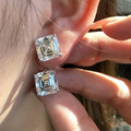 Asscher Cut Moissanite Stud Earrings | 1CT / 2CT / 2.5CT Each | GRA Certified | 925 Sterling Silver