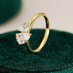 Toi et Moi Pear Cut Moissanite Ring | 1.5CT Total | VVS1 D Color | 18K Gold Plated