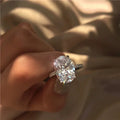 Oval Cut Full Moissanite Hidden Halo Ring | 1CT / 2CT / 3CT / 4CT | 925 Silver Platinum Plated