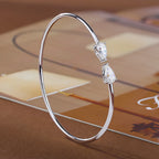 2-Stone Pear Cut Moissanite Open Cuff Bangle | 5×8mm | Certified | 925 Silver | Gold / Silver / Rose Gold