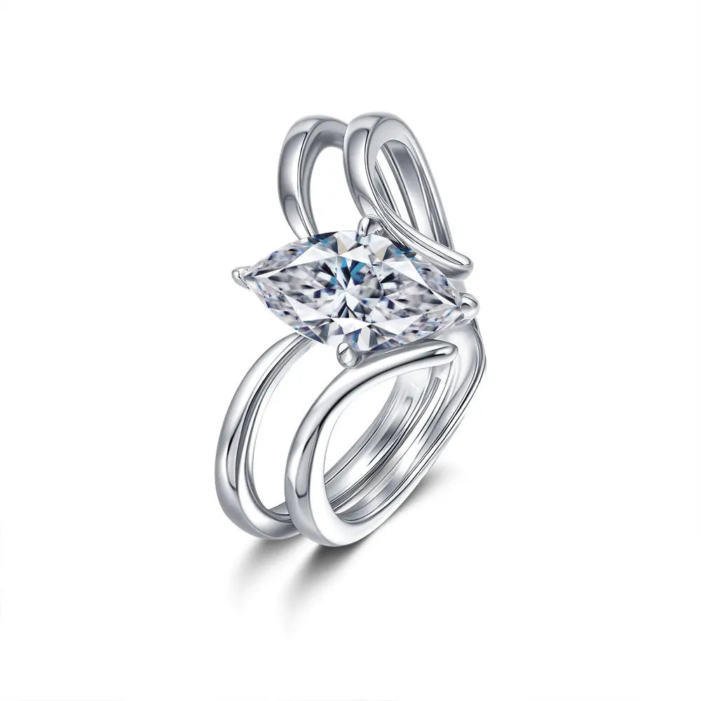 Marquise Cut Moissanite Solitaire Ring | 1CT | Stackable