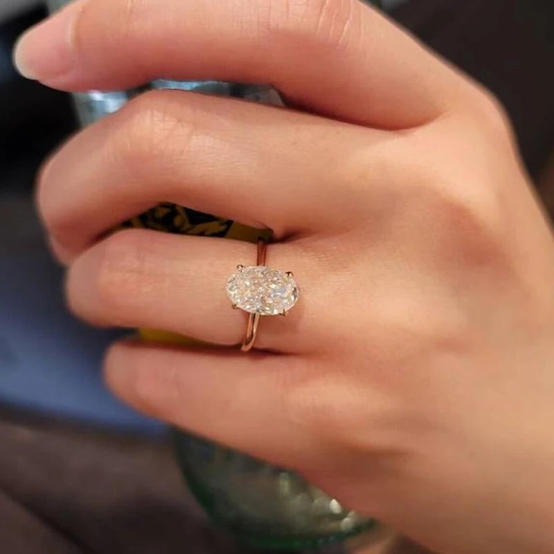 Oval Cut Moissanite Solitaire Ring | 1CT 2CT 3CT