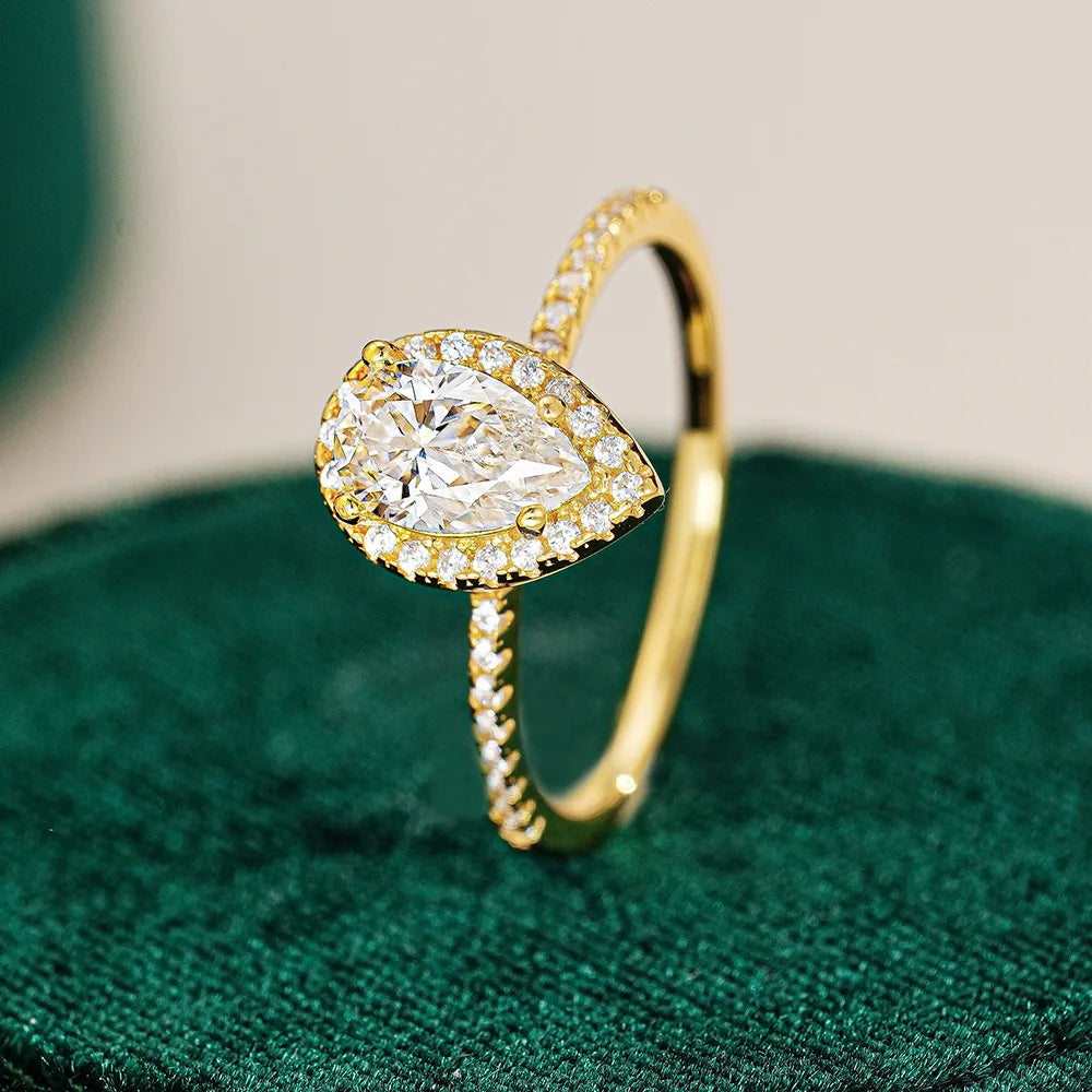 Pear Cut Moissanite Solitaire Ring | 1CT | 925 Sterling Silver