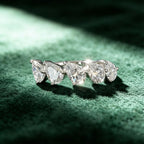 5-Stone Pear Cut Moissanite Half Eternity Band | 2.5CT Total | 925 Sterling Silver